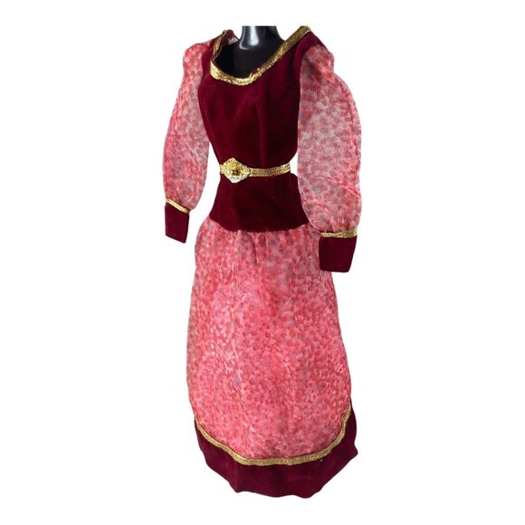 Vintage Barbie Doll Fashion Designer Originals Velvet Touch Dress Burgundy 2789